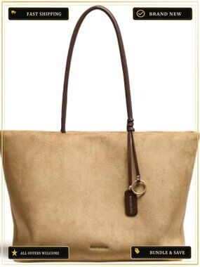 Lightweight Faux Suede Slouchy Work Tote Large Handbag Vegan Leather